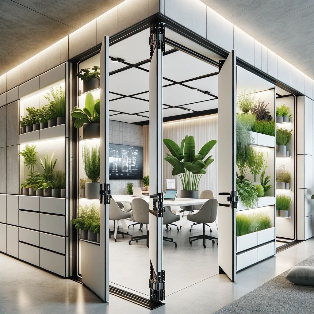 Movable SmartWalls panels and integrated hinges